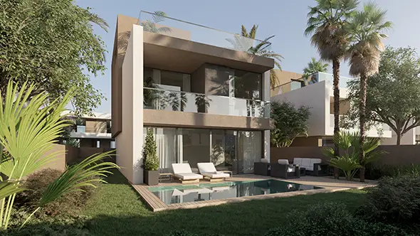 il Bayou 3 view of the render of standalone back in ilbayou sahl hasheesh villas