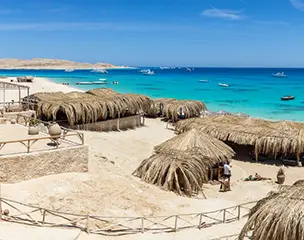 view of mahmya beach island in hurghada in spring