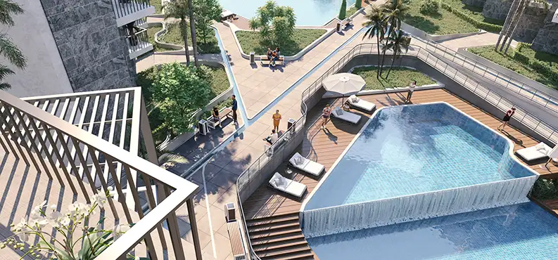 Majra 5 view of pool from terrace in majra real estate project hurghada