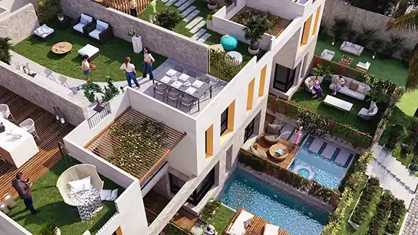 view of roof gardens in lazuli real estate project in hurghada