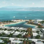 overview render 3d design of the project bay central villas somabay bay and sea view